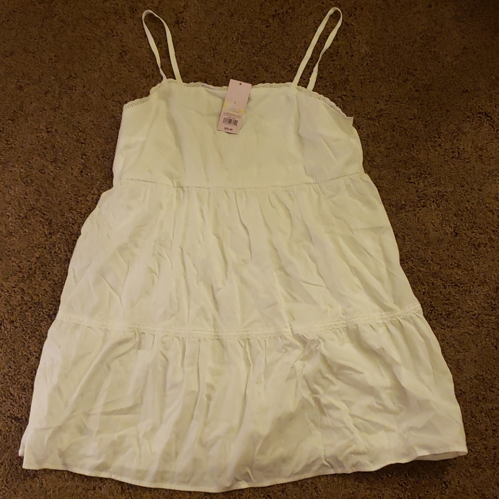 White mini dress L bohemian style